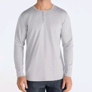 Bylt Premium Basics Lux Long Sleeve Henley Shirt XXL Light Gray